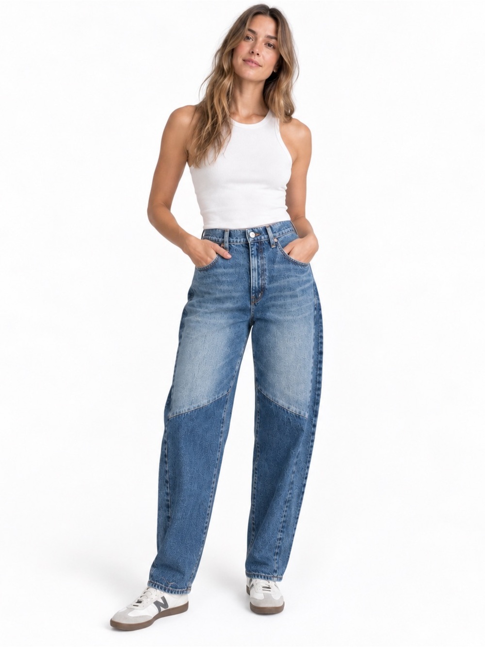 Madewell Baggy Tapered Jeans 26 NWT Two-Tone Rigid Denim 90s Vintage Style